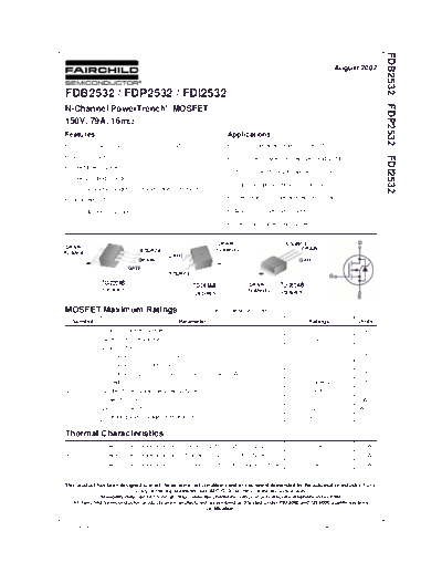Fairchild Semiconductor fdb2532 fdp2532 fdi2532  . Electronic Components Datasheets Active components Transistors Fairchild Semiconductor fdb2532_fdp2532_fdi2532.pdf