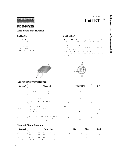 Fairchild Semiconductor fdb44n25  . Electronic Components Datasheets Active components Transistors Fairchild Semiconductor fdb44n25.pdf