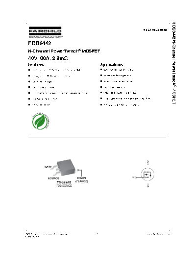 Fairchild Semiconductor fdb8442  . Electronic Components Datasheets Active components Transistors Fairchild Semiconductor fdb8442.pdf