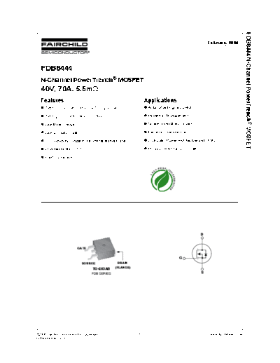 Fairchild Semiconductor fdb8444  . Electronic Components Datasheets Active components Transistors Fairchild Semiconductor fdb8444.pdf