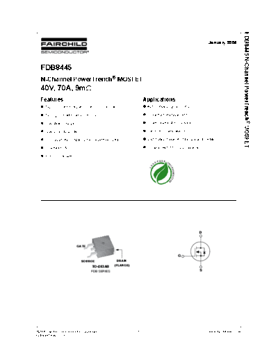 Fairchild Semiconductor fdb8445  . Electronic Components Datasheets Active components Transistors Fairchild Semiconductor fdb8445.pdf