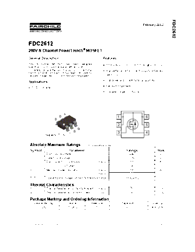 Fairchild Semiconductor fdc2612  . Electronic Components Datasheets Active components Transistors Fairchild Semiconductor fdc2612.pdf