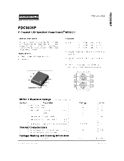 Fairchild Semiconductor fdc6036p  . Electronic Components Datasheets Active components Transistors Fairchild Semiconductor fdc6036p.pdf