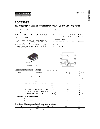 Fairchild Semiconductor fdc6392s  . Electronic Components Datasheets Active components Transistors Fairchild Semiconductor fdc6392s.pdf