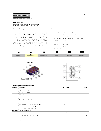 Fairchild Semiconductor fdc6303n  . Electronic Components Datasheets Active components Transistors Fairchild Semiconductor fdc6303n.pdf