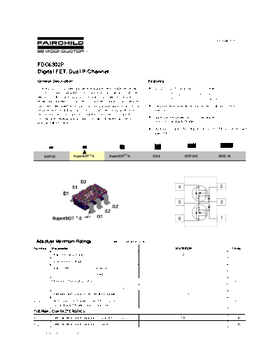 Fairchild Semiconductor fdc6302p  . Electronic Components Datasheets Active components Transistors Fairchild Semiconductor fdc6302p.pdf