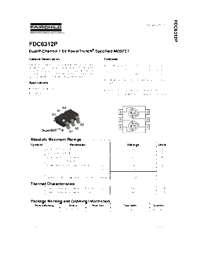 Fairchild Semiconductor fdc6312p  . Electronic Components Datasheets Active components Transistors Fairchild Semiconductor fdc6312p.pdf