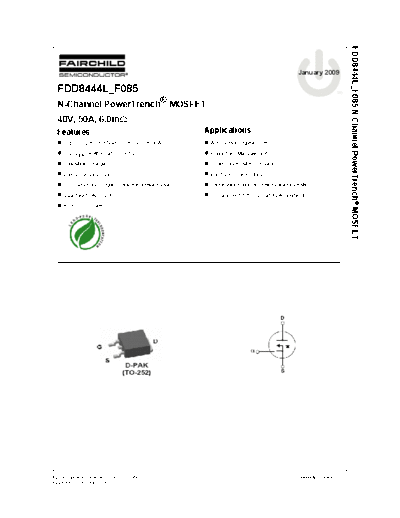 Fairchild Semiconductor fdd8444l f085  . Electronic Components Datasheets Active components Transistors Fairchild Semiconductor fdd8444l_f085.pdf