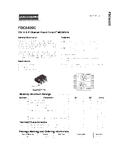 Fairchild Semiconductor fdc6420c  . Electronic Components Datasheets Active components Transistors Fairchild Semiconductor fdc6420c.pdf