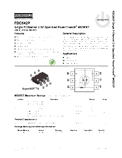 Fairchild Semiconductor fdc642p  . Electronic Components Datasheets Active components Transistors Fairchild Semiconductor fdc642p.pdf