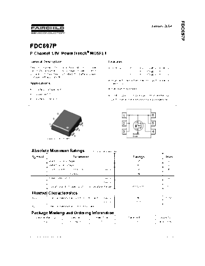 Fairchild Semiconductor fdc697p  . Electronic Components Datasheets Active components Transistors Fairchild Semiconductor fdc697p.pdf