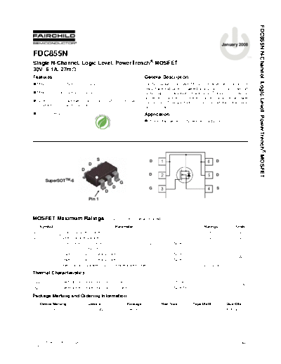 Fairchild Semiconductor fdc855n  . Electronic Components Datasheets Active components Transistors Fairchild Semiconductor fdc855n.pdf