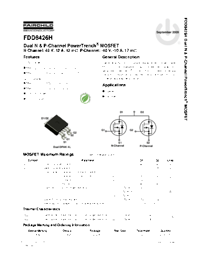 Fairchild Semiconductor fdd8426h  . Electronic Components Datasheets Active components Transistors Fairchild Semiconductor fdd8426h.pdf