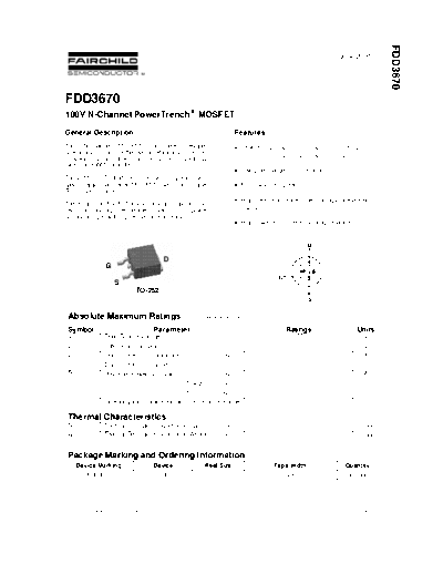 Fairchild Semiconductor fdd3670  . Electronic Components Datasheets Active components Transistors Fairchild Semiconductor fdd3670.pdf