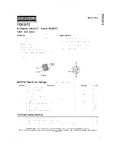 Fairchild Semiconductor fdd3672  . Electronic Components Datasheets Active components Transistors Fairchild Semiconductor fdd3672.pdf