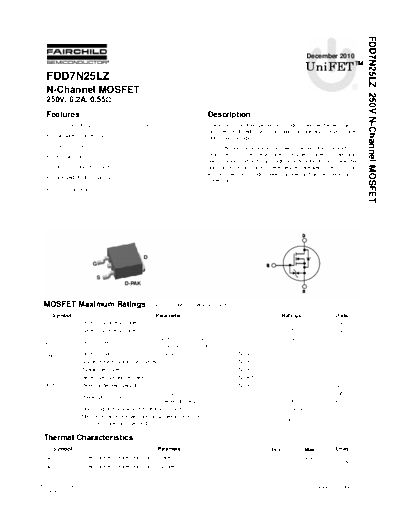 Fairchild Semiconductor fdd7n25lz  . Electronic Components Datasheets Active components Transistors Fairchild Semiconductor fdd7n25lz.pdf