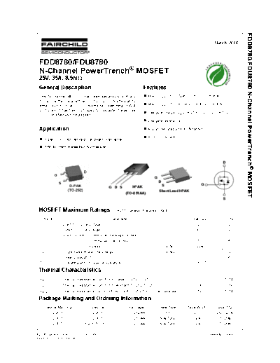 Fairchild Semiconductor fdd8780 fdu8780  . Electronic Components Datasheets Active components Transistors Fairchild Semiconductor fdd8780_fdu8780.pdf