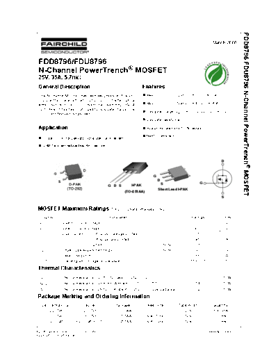 Fairchild Semiconductor fdd8796 fdu8796  . Electronic Components Datasheets Active components Transistors Fairchild Semiconductor fdd8796_fdu8796.pdf