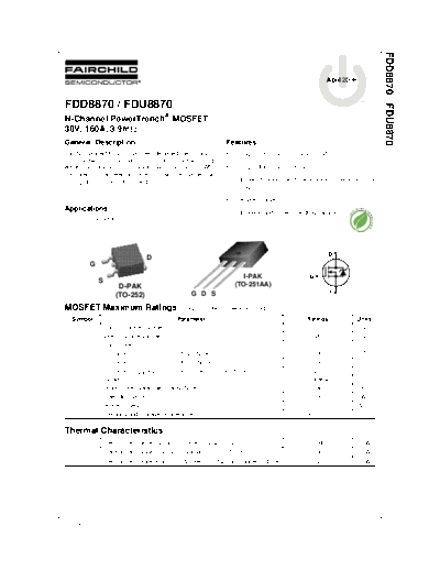 Fairchild Semiconductor fdd8870 fdu8870  . Electronic Components Datasheets Active components Transistors Fairchild Semiconductor fdd8870_fdu8870.pdf