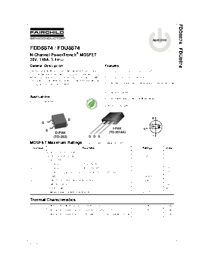 Fairchild Semiconductor fdd8874 fdu8874  . Electronic Components Datasheets Active components Transistors Fairchild Semiconductor fdd8874_fdu8874.pdf