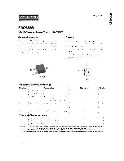 Fairchild Semiconductor fdd6685  . Electronic Components Datasheets Active components Transistors Fairchild Semiconductor fdd6685.pdf