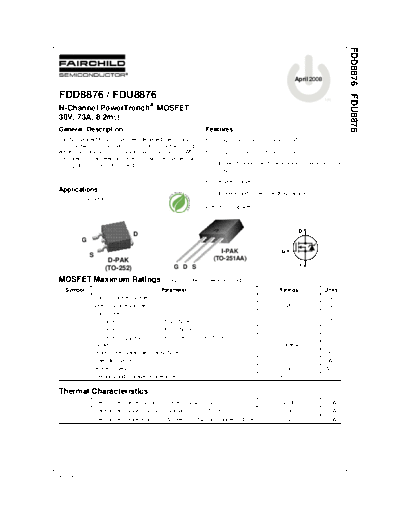 Fairchild Semiconductor fdd8876 fdu8876  . Electronic Components Datasheets Active components Transistors Fairchild Semiconductor fdd8876_fdu8876.pdf