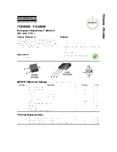 Fairchild Semiconductor fdd8896 fdu8896  . Electronic Components Datasheets Active components Transistors Fairchild Semiconductor fdd8896_fdu8896.pdf