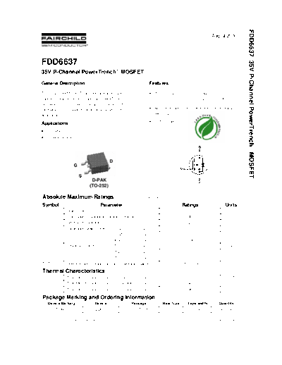 Fairchild Semiconductor fdd6637  . Electronic Components Datasheets Active components Transistors Fairchild Semiconductor fdd6637.pdf