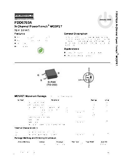 Fairchild Semiconductor fdd6760a  . Electronic Components Datasheets Active components Transistors Fairchild Semiconductor fdd6760a.pdf