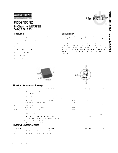 Fairchild Semiconductor fdd8n50nz  . Electronic Components Datasheets Active components Transistors Fairchild Semiconductor fdd8n50nz.pdf