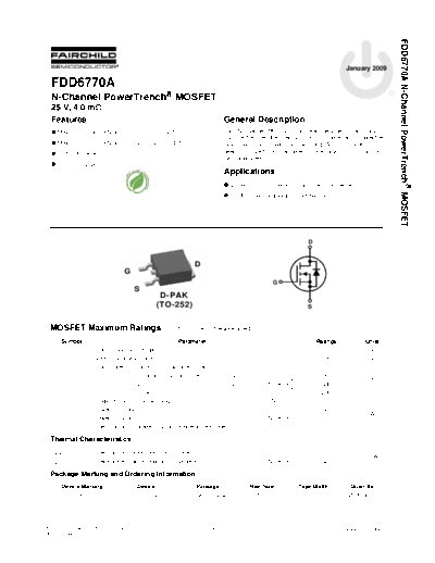 Fairchild Semiconductor fdd6770a  . Electronic Components Datasheets Active components Transistors Fairchild Semiconductor fdd6770a.pdf