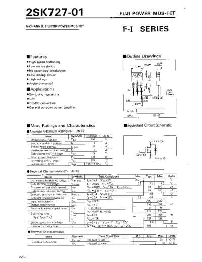 Fuji 2sk727  . Electronic Components Datasheets Active components Transistors Fuji 2sk727.pdf