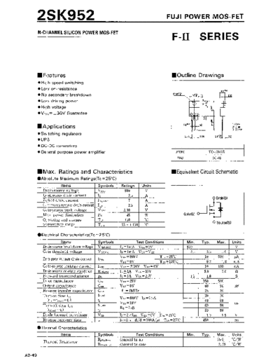Fuji 2sk952  . Electronic Components Datasheets Active components Transistors Fuji 2sk952.pdf