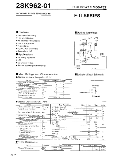 Fuji 2sk962  . Electronic Components Datasheets Active components Transistors Fuji 2sk962.pdf