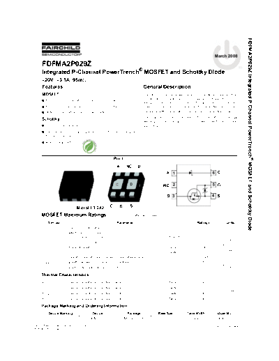 Fairchild Semiconductor fdfma2p029z  . Electronic Components Datasheets Active components Transistors Fairchild Semiconductor fdfma2p029z.pdf