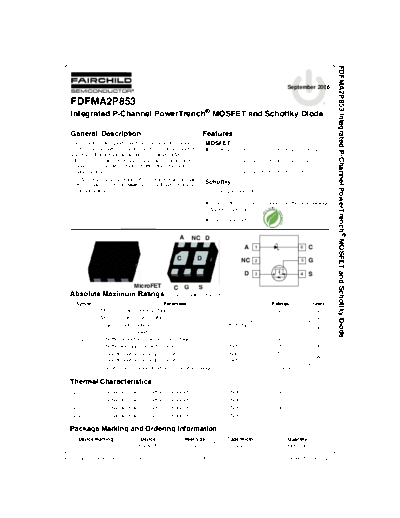 Fairchild Semiconductor fdfma2p853  . Electronic Components Datasheets Active components Transistors Fairchild Semiconductor fdfma2p853.pdf