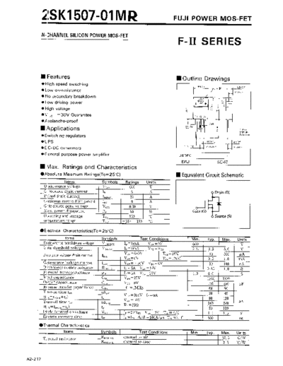 Fuji 2sk1507-01  . Electronic Components Datasheets Active components Transistors Fuji 2sk1507-01.pdf