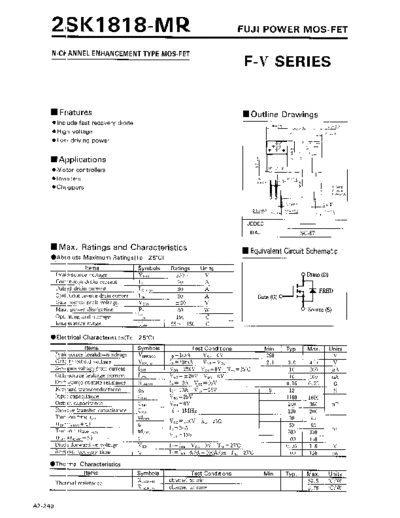 Fuji 2sk1818  . Electronic Components Datasheets Active components Transistors Fuji 2sk1818.pdf