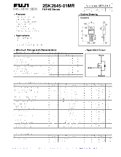 Fuji 2sk2645 01mr  . Electronic Components Datasheets Active components Transistors Fuji 2sk2645_01mr.pdf