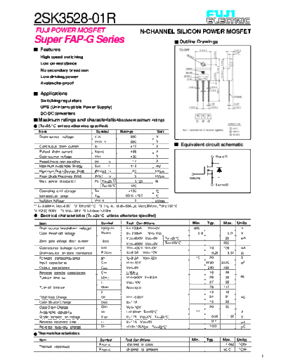 Fuji 2sk3528  . Electronic Components Datasheets Active components Transistors Fuji 2sk3528.pdf