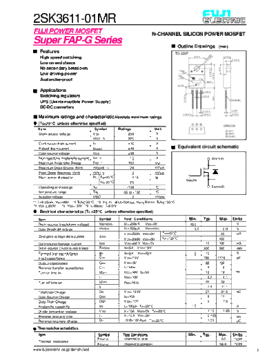 Fuji 2sk3611  . Electronic Components Datasheets Active components Transistors Fuji 2sk3611.pdf