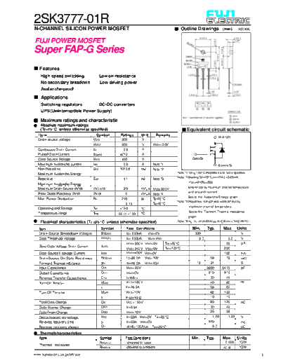 Fuji 2sk3777  . Electronic Components Datasheets Active components Transistors Fuji 2sk3777.pdf
