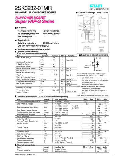 Fuji 2sk3932  . Electronic Components Datasheets Active components Transistors Fuji 2sk3932.pdf