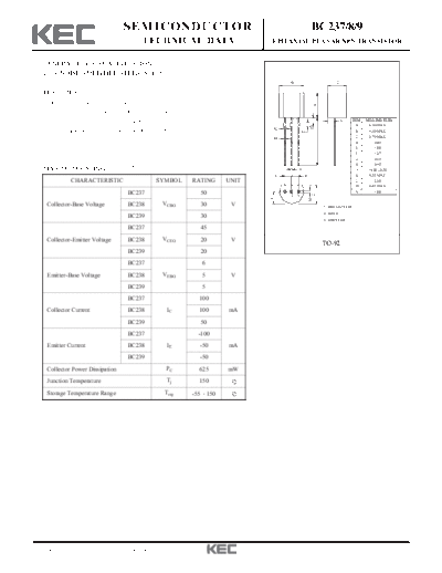 KEC bc237 bc238 bc239  . Electronic Components Datasheets Active components Transistors KEC bc237_bc238_bc239.pdf