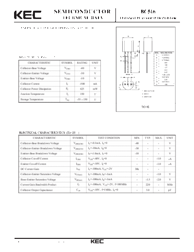 KEC bc516  . Electronic Components Datasheets Active components Transistors KEC bc516.pdf