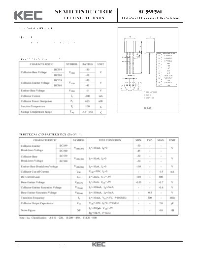 KEC bc559 bc560  . Electronic Components Datasheets Active components Transistors KEC bc559_bc560.pdf