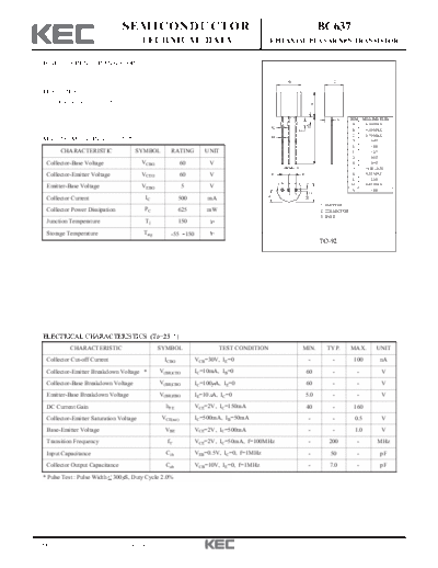 KEC bc637  . Electronic Components Datasheets Active components Transistors KEC bc637.pdf