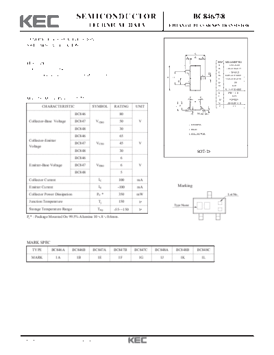 KEC bc846 bc847 bc848  . Electronic Components Datasheets Active components Transistors KEC bc846_bc847_bc848.pdf