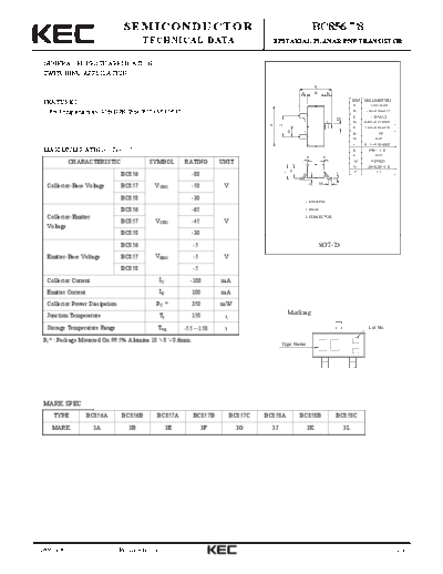 KEC bc856 bc857 bc858  . Electronic Components Datasheets Active components Transistors KEC bc856_bc857_bc858.pdf