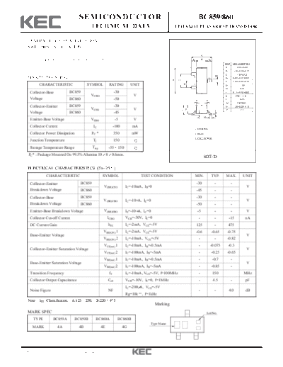 KEC bc859 bc860  . Electronic Components Datasheets Active components Transistors KEC bc859_bc860.pdf